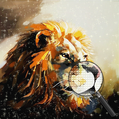 Lion Contemplatif de Peinture à l'Huile Broderie Diamant