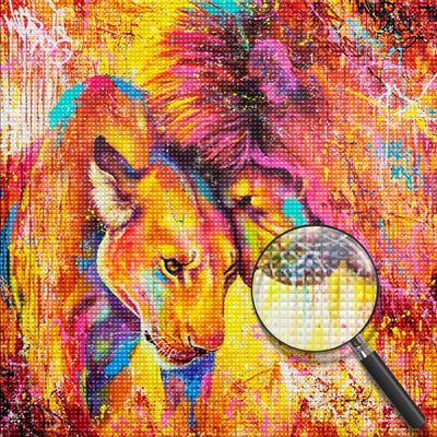 Lion Couple de Peinture à l'Huile Broderie Diamant