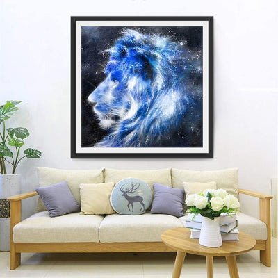Lion Bleu Magnifique Broderie Diamant