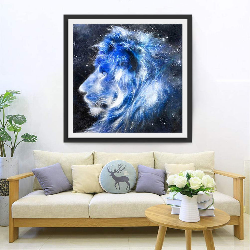 Lion Bleu Magnifique Broderie Diamant