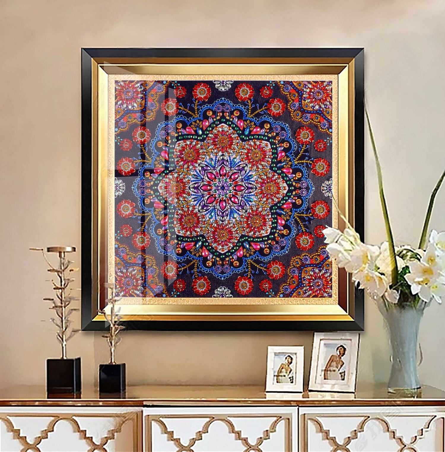 Beau Mandala Rouge Broderie Diamant