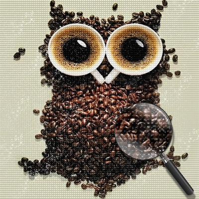 Hibou de Café Broderie Diamant