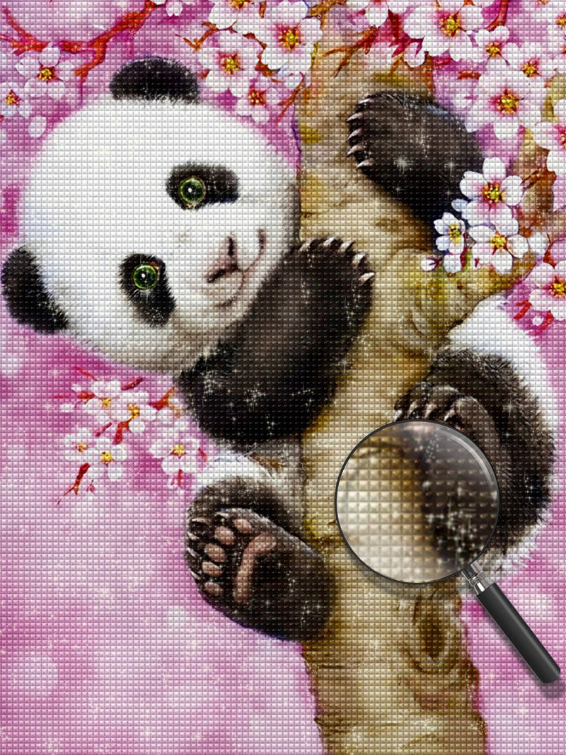 Panda sur un Cerisier Broderie Diamant