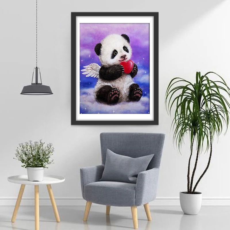 Panda Ange et Coeur Broderie Diamant