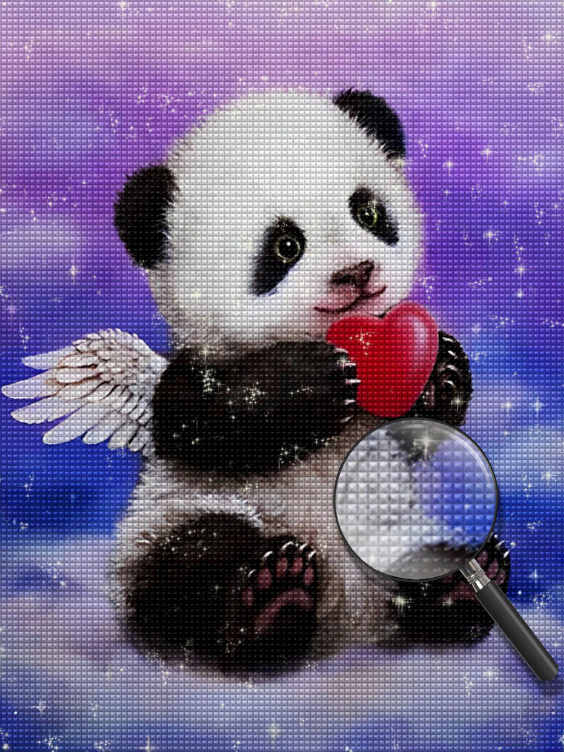Panda Ange et Coeur Broderie Diamant