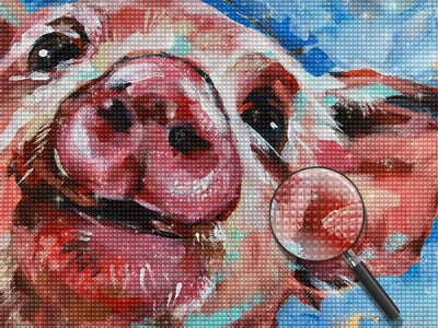 Petit Cochon à l'Aquarelle Broderie Diamant