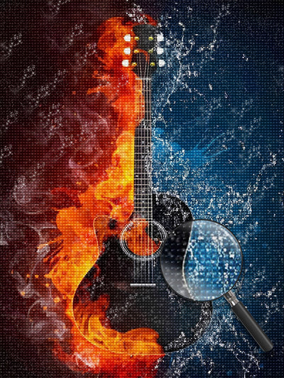 Guitare de l'Eau et de Flamme Broderie Diamant