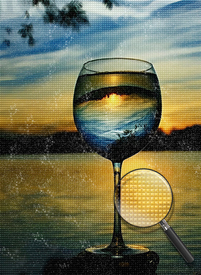 La Mer et le Ciel dans Un Verre Broderie Diamant