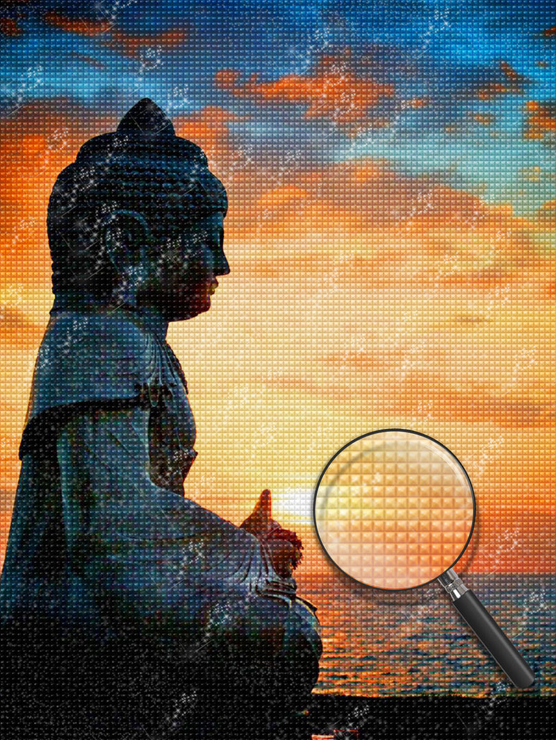 Bouddha au Coucher du Soleil Broderie Diamant