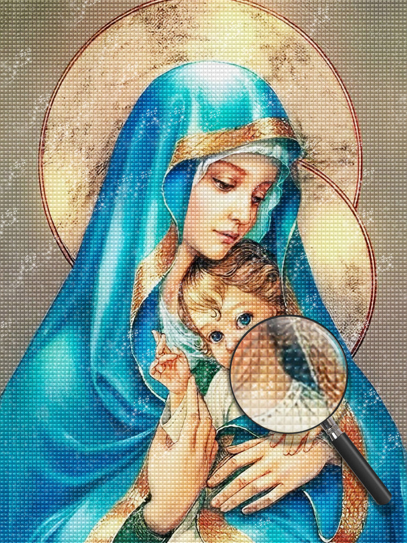Vierge Marie et Jésus Broderie Diamant