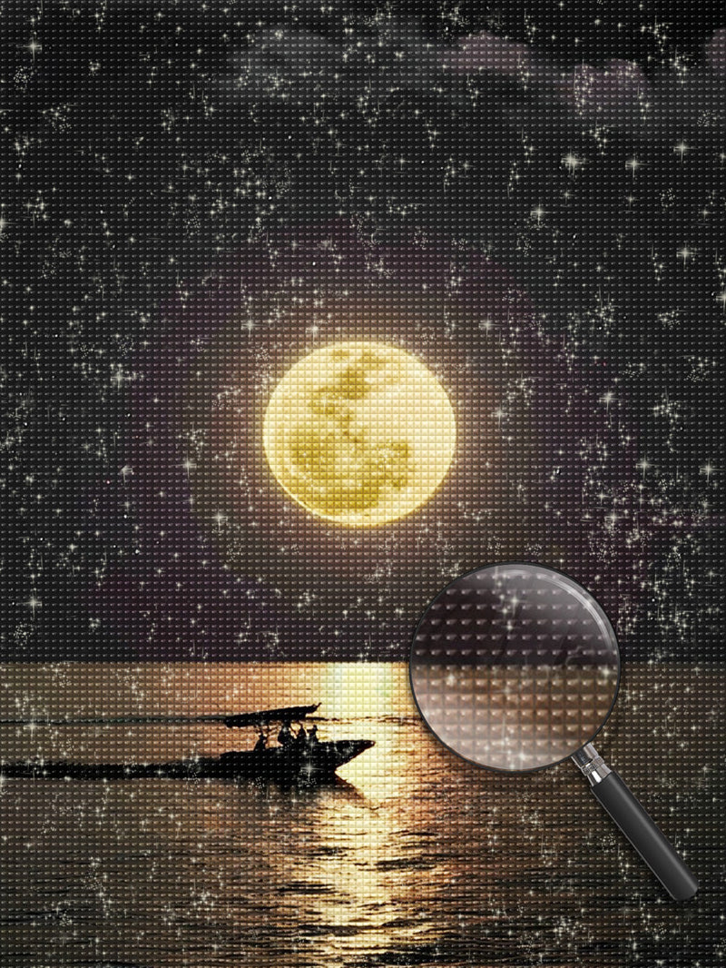 Mer et la Lune dans la Nuit Broderie Diamant