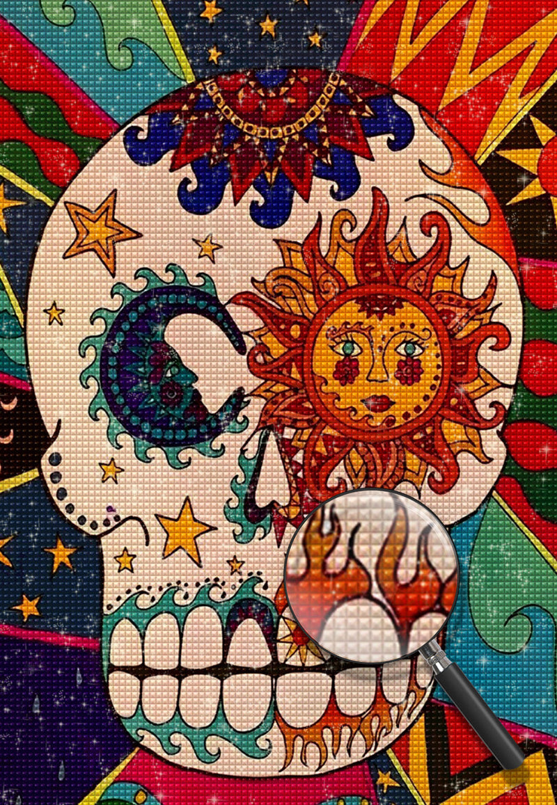 Crâne de Soleil et Lune Broderie Diamant