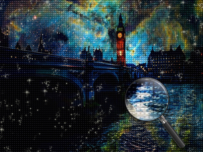 Le Panorama Nocturne de Londres Broderie Diamant