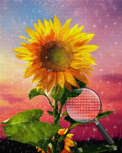 Tournesol et le Ciel Rouge Broderie Diamant