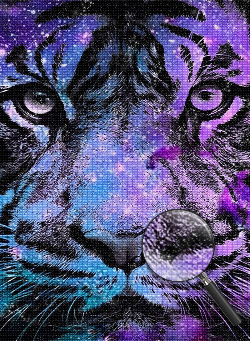 Tigre Violet et Bleu Broderie Diamant