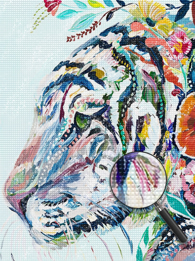 Tigre Multicolore Peint à l'Huile Broderie Diamant