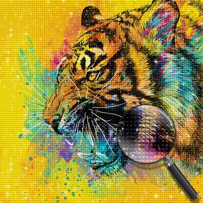 Tigre Féroce Multicolore Broderie Diamant