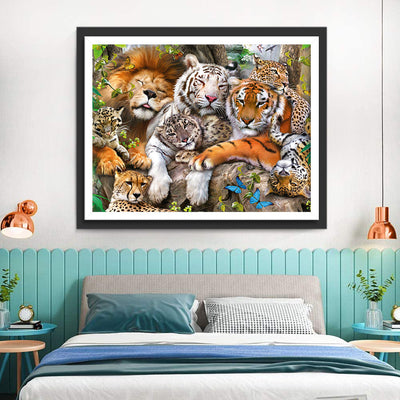 Tigres, Leopards et Lion Broderie Diamant