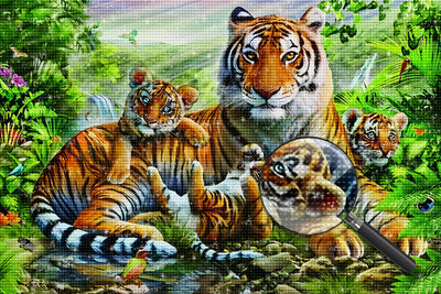 La Famille de Tigre Broderie Diamant