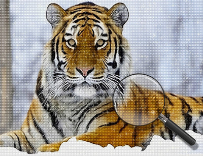 Tigre du Bengale dans la Neige Broderie Diamant