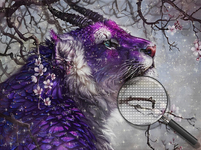 Tigre Violet et des Fleurs de Cerisier Broderie Diamant