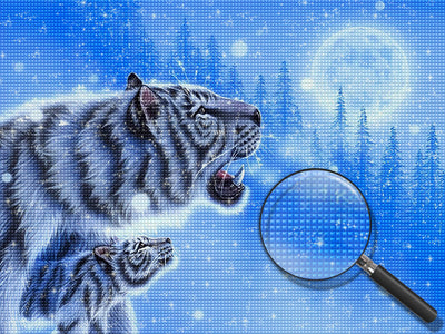 Tigre Blanc dans la Neige Broderie Diamant