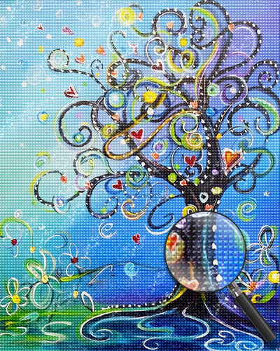 Arbre Magnifique Dessiné Broderie Diamant