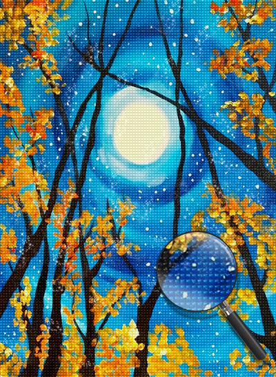 Arbres et la Lune Broderie Diamant