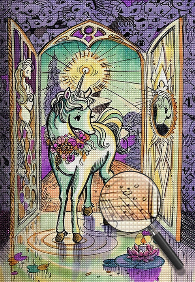 Licorne et la Porte Magnifiques Broderie Diamant