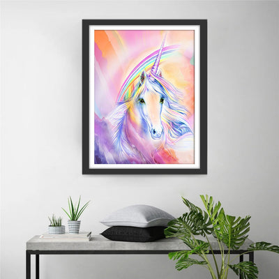 Licorne Blanche et Arc-en-Ciel Broderie Diamant