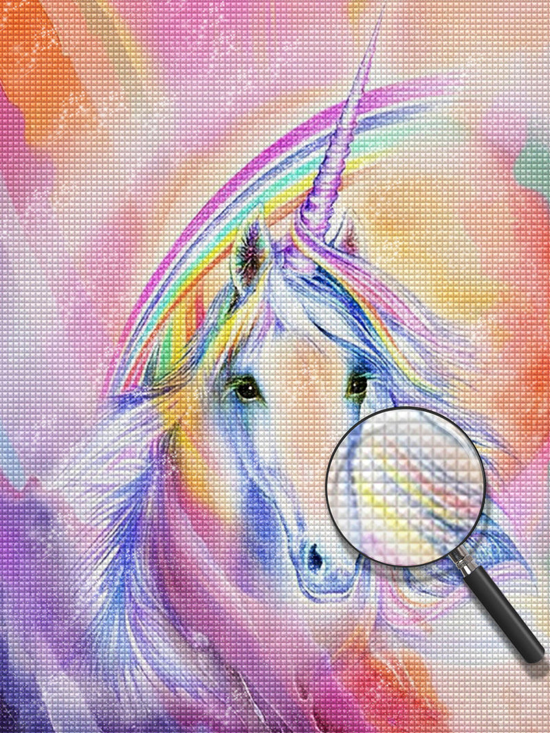 Licorne Blanche et Arc-en-Ciel Broderie Diamant