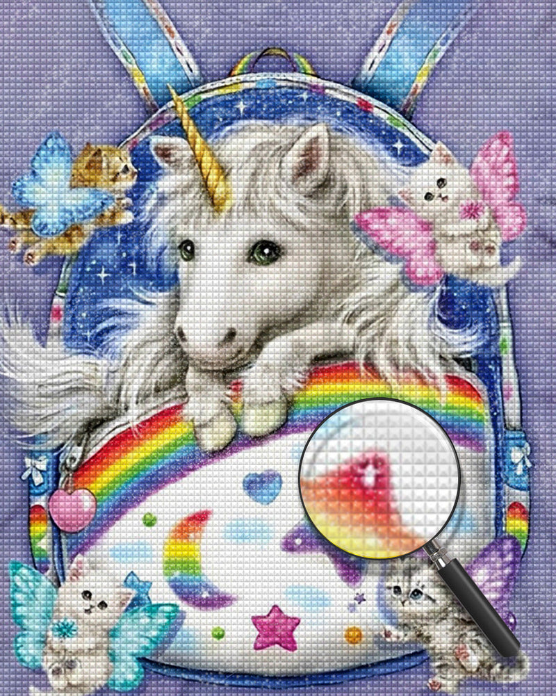 Licorne et Sac Colorés Broderie Diamant