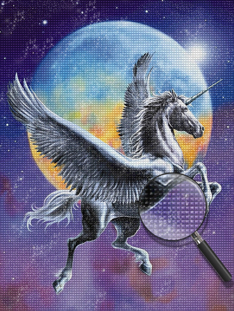 Licorne avec Ailes Volant Broderie Diamant