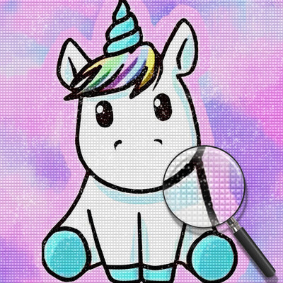 Licorne avec Corne Bleue Cartoon Broderie Diamant