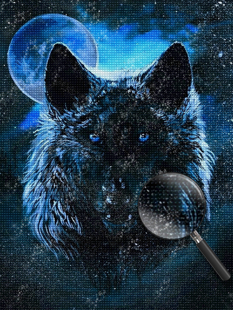 Loup Noir et le Ciel Bleu Broderie Diamant