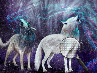 Deux Loups Hurlants Broderie Diamant