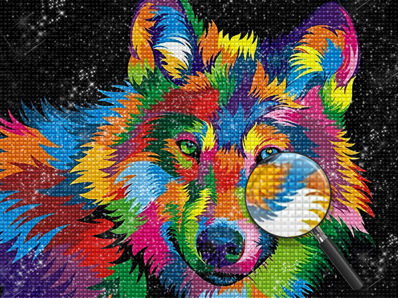 Loup Multicolore Broderie Diamant