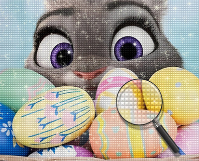 Lapin Gris Cartoon de Pâques Fête Broderie Diamant