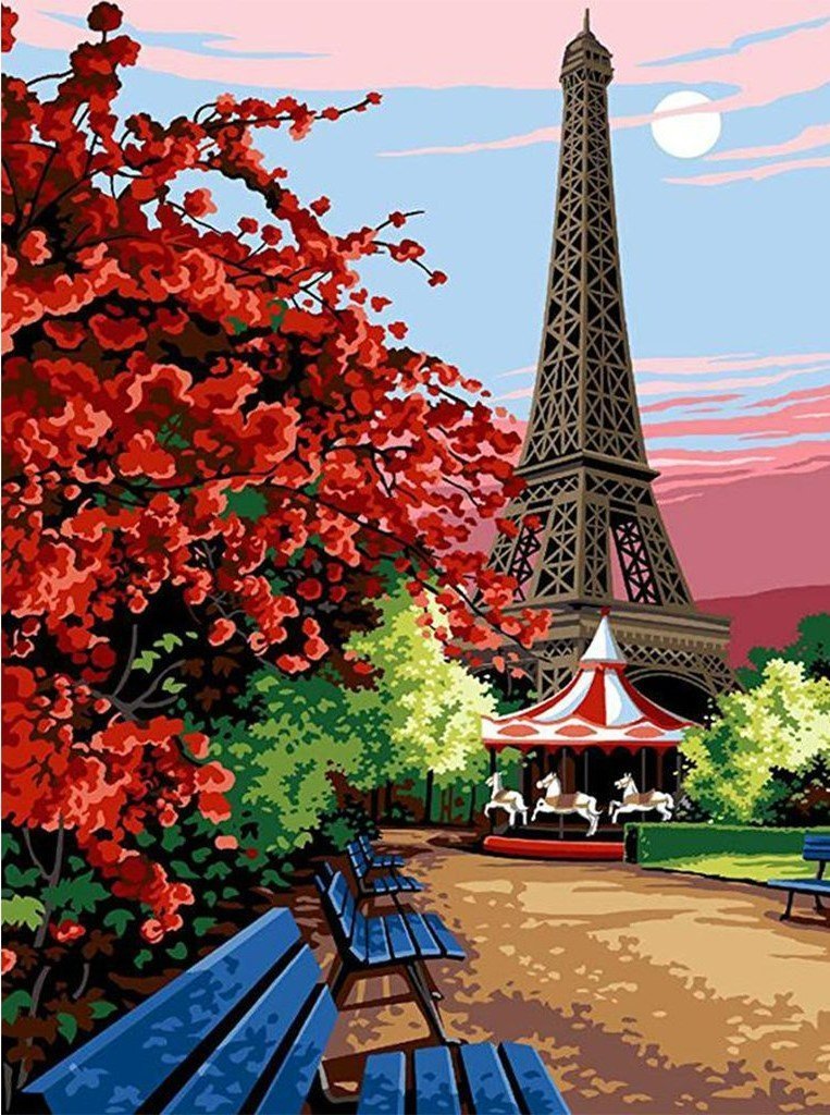 Eiffel Paysage Broderie Diamant DPEIFH14