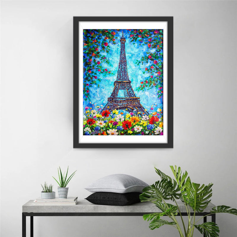 Tour Eiffel et les Fleurs Broderie Diamant