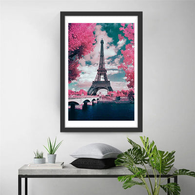 Eiffel et Arbre Rose Broderie Diamant