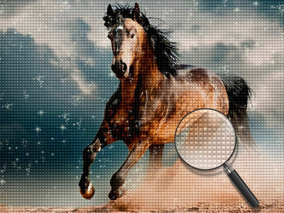 Cheval Courant sur le Sable Broderie Diamant