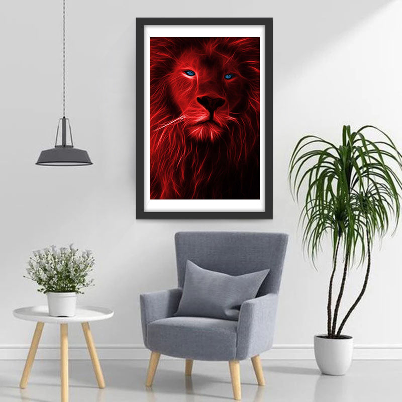 Lion Rouge Broderie Diamant