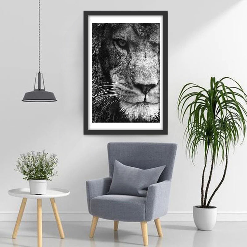 Lion Noir et Blanc Animal Broderie Diamant