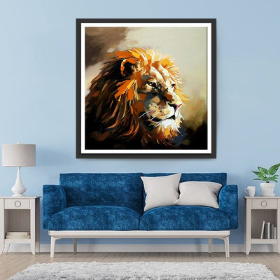 Lion Contemplatif de Peinture à l'Huile Broderie Diamant