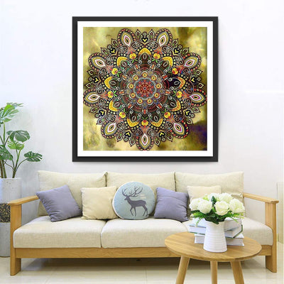 Mandala Jaune Broderie Diamant