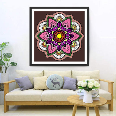 Mandala Rose et Blanc Broderie Diamant