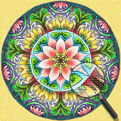 Mandala Rond des Fleurs Broderie Diamant