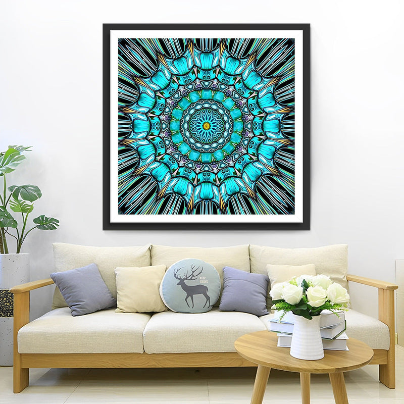 Mandala Bleu Clair Broderie Diamant