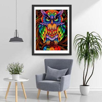 Hibou en Couleur d'Arc-en-Ciel Broderie Diamant